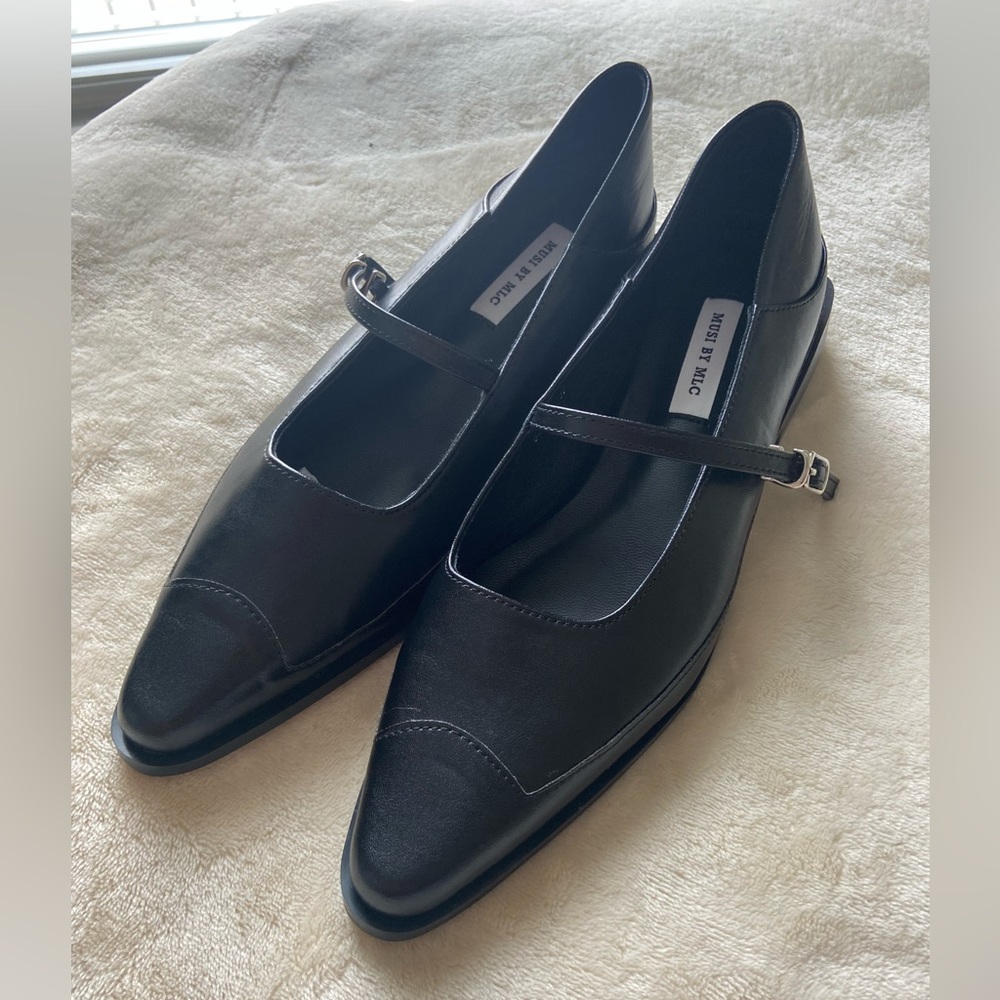 Pointed toe Mary Jane flats